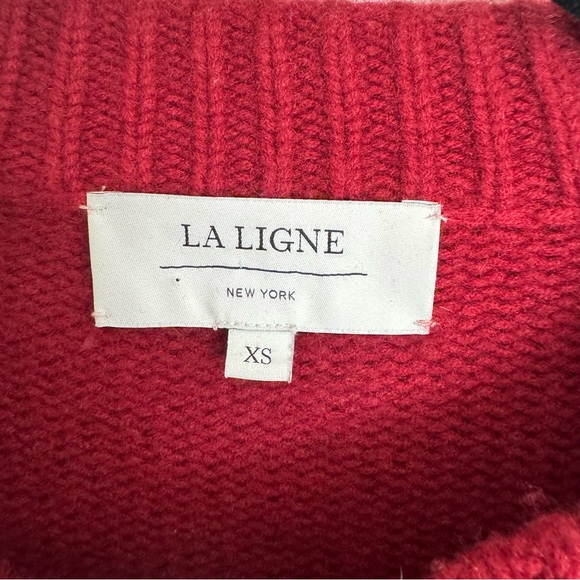 La Ligne BURGUNDY/LIGHT BLUE Cashmere Blend Mini Marin Sweater - Picture 8 of 14
